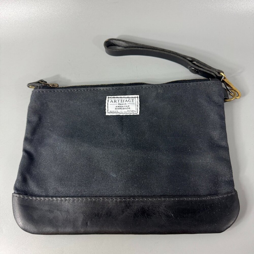 Artifact Bag Co. Black Canvas with Black Leather Large Wristlet/Clutch